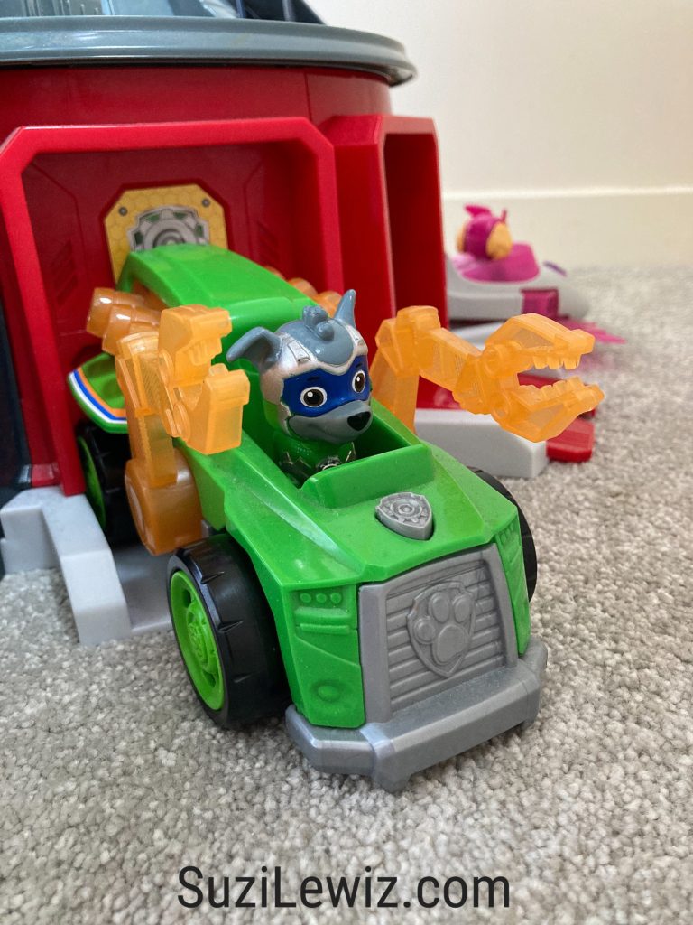 Paw Patrol Mighty Pups Rocky Vehicle and Figure