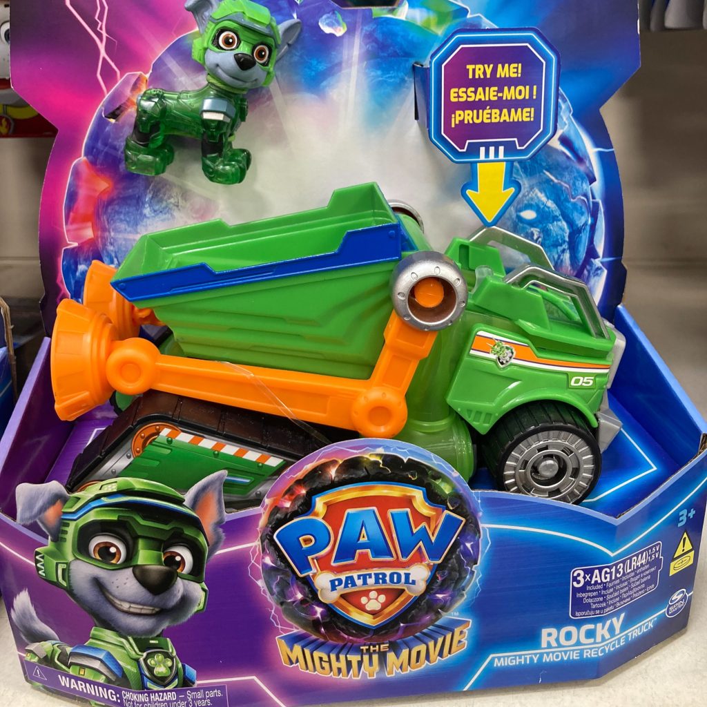 Paw Patrol The Mighty Movie Rocky Vehicle with Lights and Sounds and Rocky Figure Toy